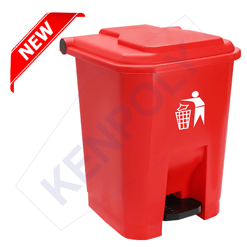 Kenpoly 50L Red Foot Pedal Dustbin Kenya heavy duty kitchen waste bin with lid