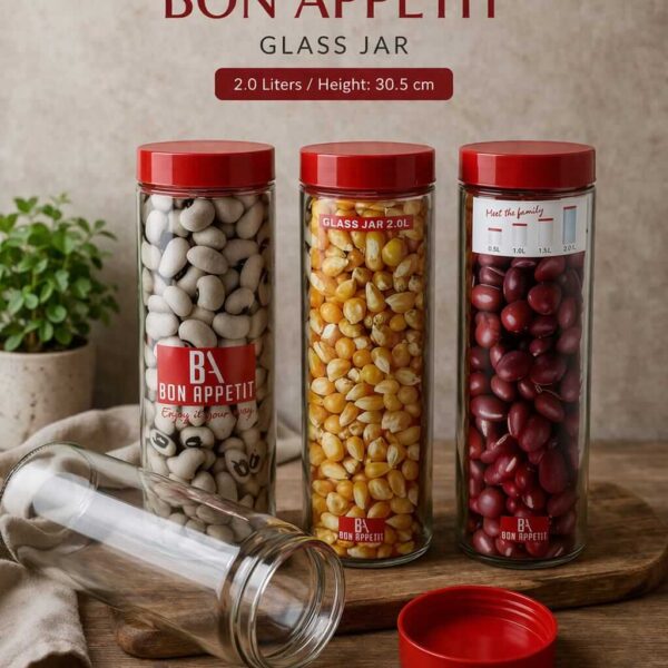 Bon Appetit 2L Glass Storage Jar Kenya – Airtight Kitchen Food Container for Dry Food Storage