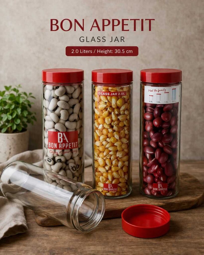 Bon Appetit 2L Glass Storage Jar Kenya – Airtight Kitchen Food Container for Dry Food Storage