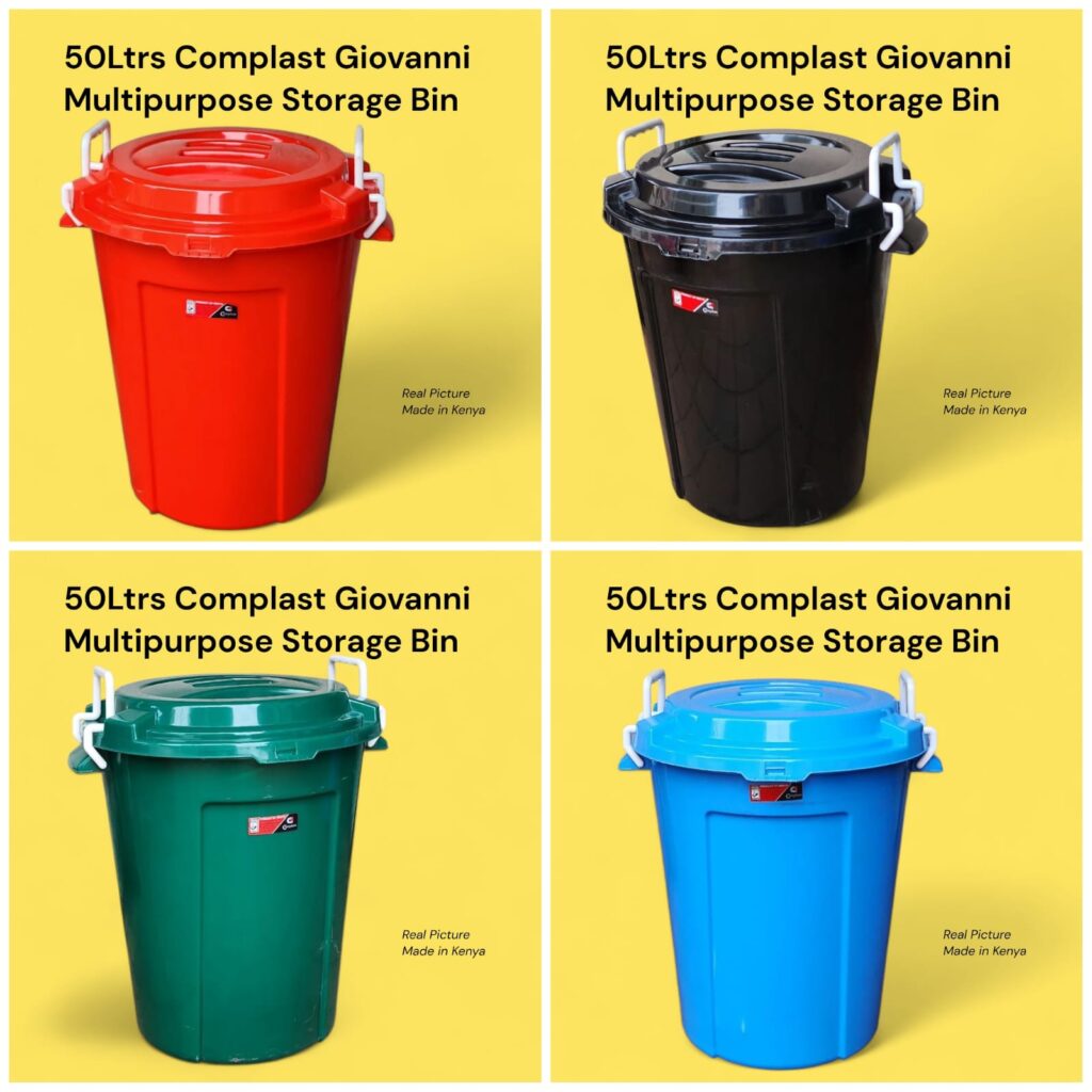 Complast 50L dustbin Kenya heavy duty kitchen waste bin with lid from Lorenzo Finest for hygienic home office and commercial waste disposal