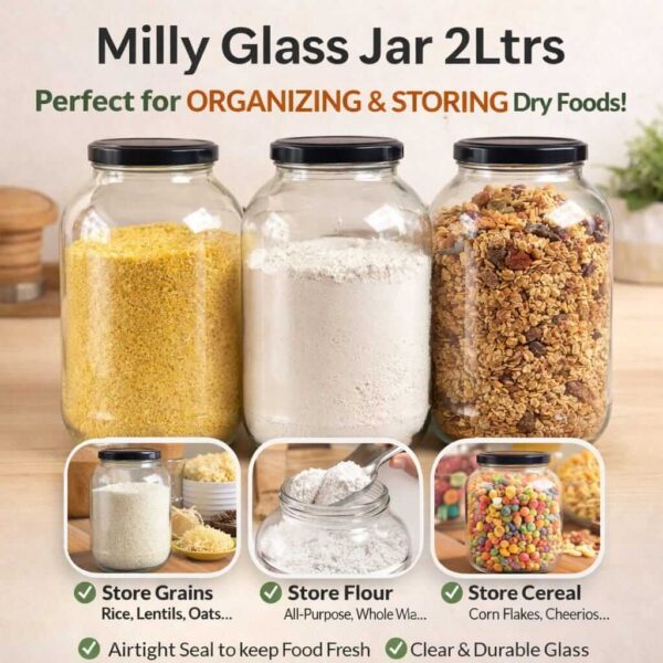 Milly 2L Glass Storage Jar Kenya – Airtight Kitchen Pantry Jar with Lid