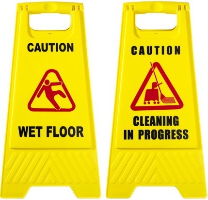 Cleaning in progress wet floor safety sign – bright yellow caution board for preventing slips and hazards in hotels, offices, hospitals, and public spaces in Kenya